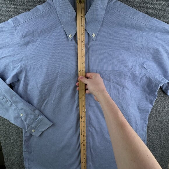 Brooks Brothers Button Up Shirt Men Cotton Blue Houndstooth 16 34/35 Traditional - Picture 3 of 13
